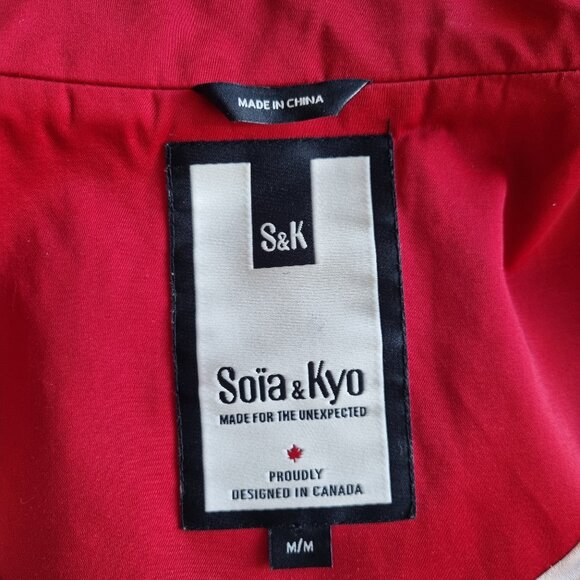 Soia & Kyo Red Short Hooded Trench Coat - Double Breasted - Size M - Picture 2 of 16